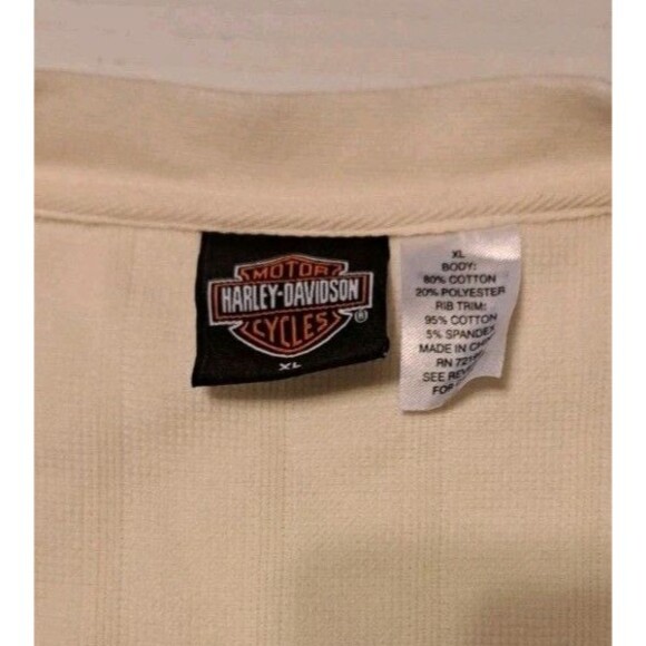 Harley Davidson Men’s XL Beige V-Neck Sweater Vest Cotton Blend Greenville SC - Picture 4 of 6